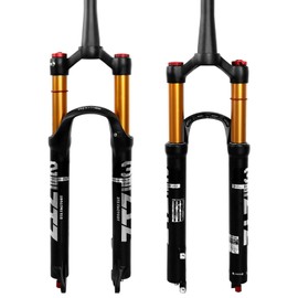 ZTZ 26/27.5/29 inch MTB Air Suspension Fork, 1 1/8 to 1.5 inch Tapered Tube,120mm Travel,QR 9mm*100mm, Manual Lockout, Ultralight Front Fork for XC/AM Mountain Bike (Gold, 27.5")