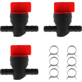 Shut Off Valve, 3pcs 1/4" Fuel Shutoff Valve or Fuel Gas Shut Off Valves + Filters, Inline Straight Fuel Shut Off Valve Perfect for Garden and Agricultural Use for 494768/493960/ 698183/698181/697947