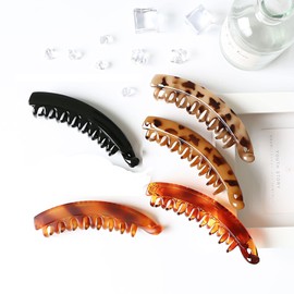 Banana Clips Hair Clincher Combs for Women Thick Fine Hair Fishtail Hair Bannana Clips Ponytail Holder Accessories for Women Girls Hair Fish Clip Banana Barrettes 5 Pcs