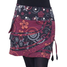 PUREWONDER SK182 Women's Wrap Skirt Cotton Skirt with Pocket, black