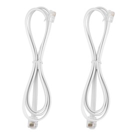 LanSenSu RJ12 Cable Phone Cord RJ12 6P6C Male to Male Straight Wired for Both Data and Voice Use - 2Pack (White, 3.3FT)