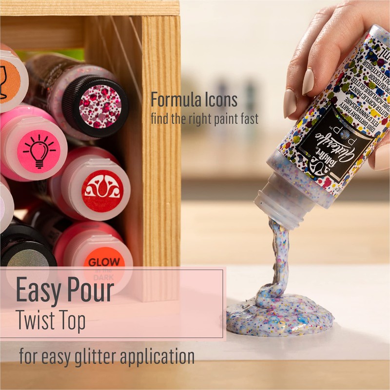 FolkArt Glitterific Pop Acrylic Craft Paint, Silver Lining 2 fl