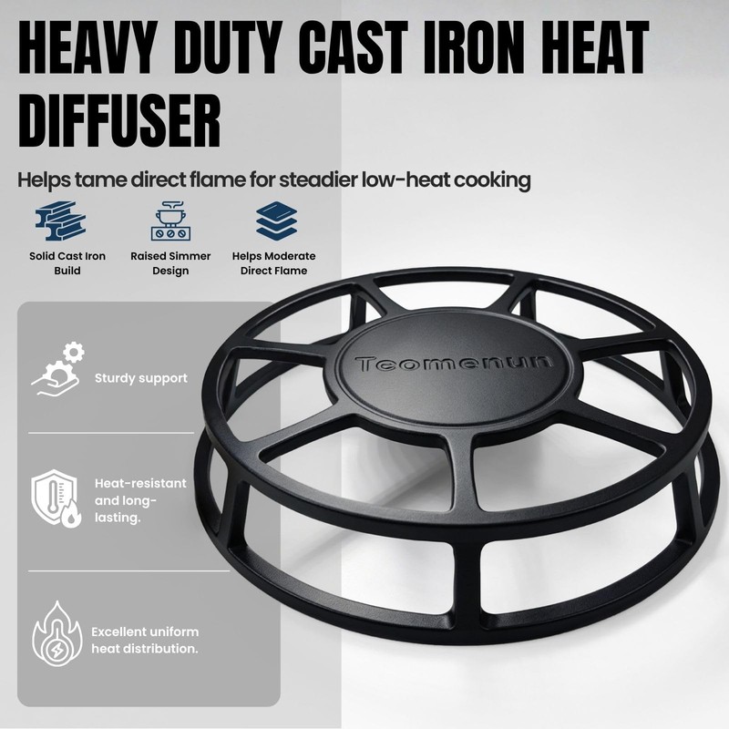 9.45 Inch Heavy Duty Cast Iron Heat Diffuser for Gas