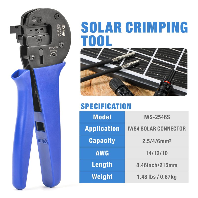 iCrimp IWS4 Solar Crimping Tools for AWG 14-10(2.5/4/6.0mm2) Solar Panel