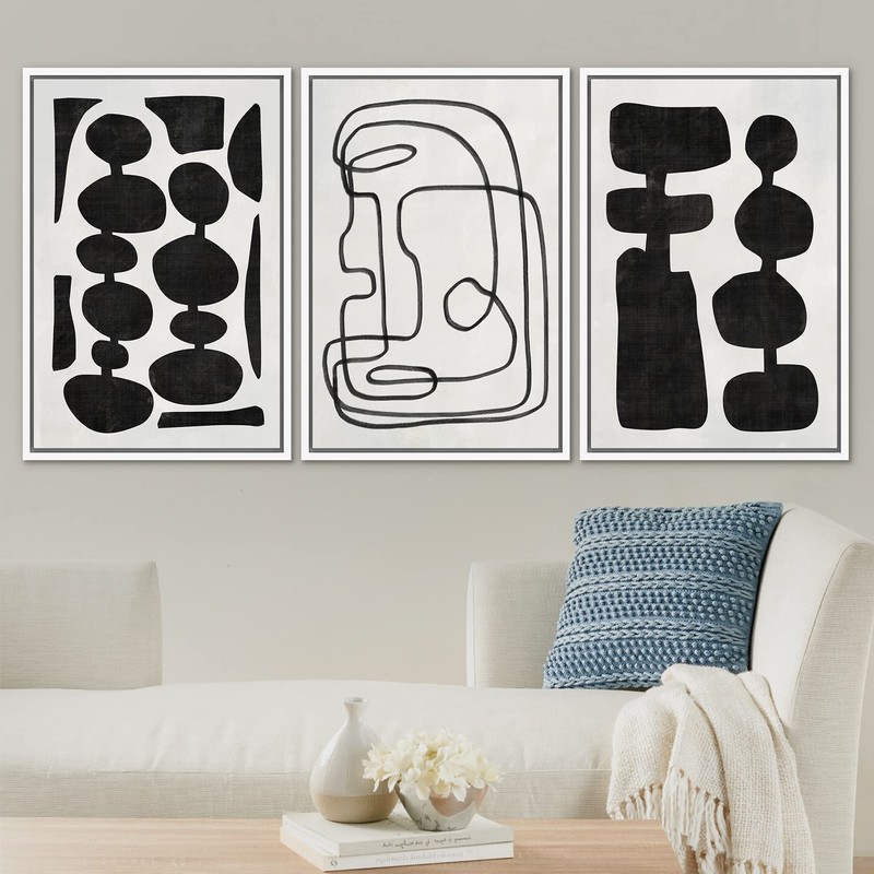 SIGNLEADER Framed Canvas Print Wall Art Set Retro Mid-Century Boho