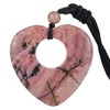 Nupuyai Heart Stone Necklace for Women Men, Natural Rhodonite Healing