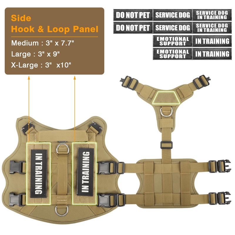 WINSEE Service Dog Vest Harness for Medium Dog, Tactical Working