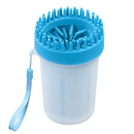 Portable Medium Dogs Muddy Paws Cleaner Feet Washer Cup with Grooming Brush Silicone Blue