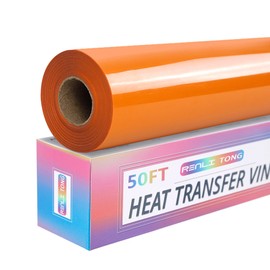 RENLITONG Orange Iron on Vinyl 12Inch by 50ft Roll HTV Heat Transfer Vinyl for T-Shirt HTV Rolls for All Cutter Machine - Easy to Cut & Weed for Heat Transfer Design
