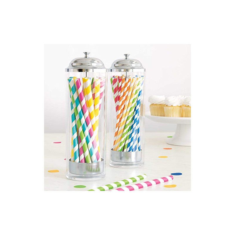 Neon Yellow Striped Paper Straws - 40 Count - Unique