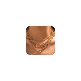 Chunky Gold Paperclip Choker Necklaces Gold Layered OT Toggle Clasp Necklace Chunky Punk Statement Necklace Jewelry for Women and Girls (B-GOLD)