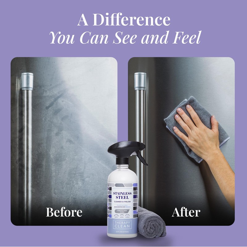Therapy Stainless Steel Cleaner and Polish 100% USDA Biobased, Fingerprint
