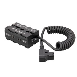 KOCACKOO D-tap to NP-F550/970/770 Double-Sided Dummy Battery with Voltage Display and Type-C Input/Output Port for Atomos Ninja/Shinobi Monitors, Wireless Video Transmission, LED Lights, etc