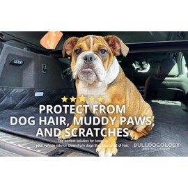 Bulldogology Bulldogology SUV Cargo Liner for Dogs 55"x82" Heavy Duty Pet Trunk Cargo Cover Area - Trunk Cover Car Protector for Dogs Waterproof Nonslip Mat - Dog Cargo Liner SUVs Vans Cars (Large, Black)