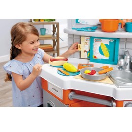 Little Tikes Home Grown Kitchen - Role Play Realistic Kitchen Real Cooking & Water Boiling Sounds Kitchen Accessories Set for Girls Boys - Multicolor 22 x 18 x 30.25 inches