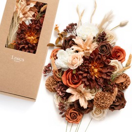 Ling's Moment Burnt Orange Boho Deluxe Artificial Flowers and Greenery Combo Box Set, Rust Sepia Dried Fake Flower for DIY Wedding Bridal Bouquet, Centerpieces Decor, Floral Arrangement Decor, etc.