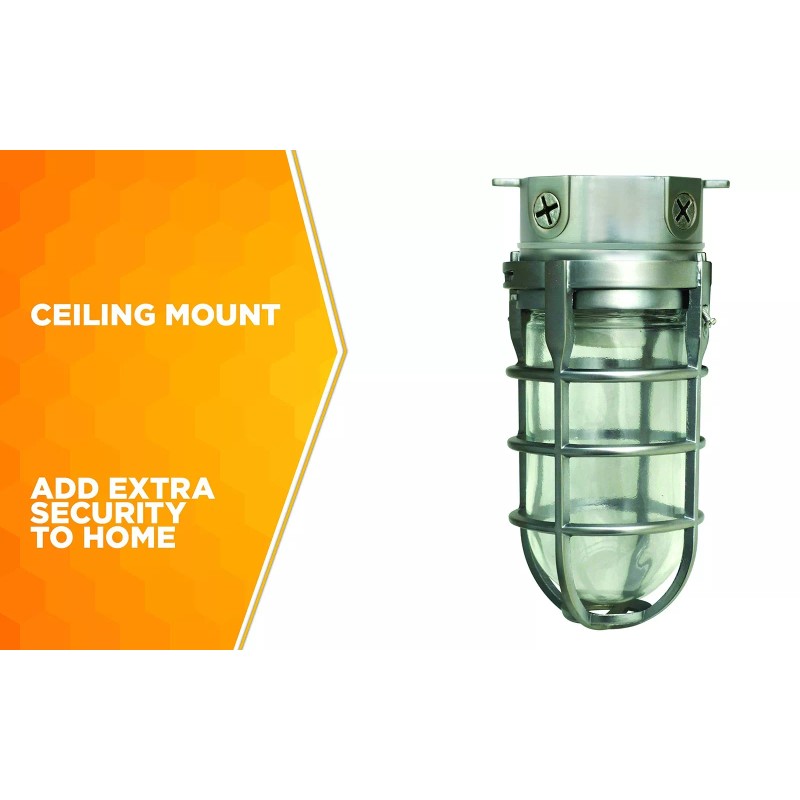 Woods L1706 Vandal Resistant Security Light With Ceiling Mount (150W