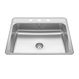 Kindred CSLA2522-6-3N Creemore 25-in LR x 22-in FB x 6-in DP Drop In Single Bowl 3-Hole Stainless Steel Sink, 25" x 22"