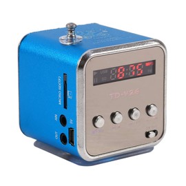 Lazmin Mini Portable FM Radio Speaker, Digital Stereo MP3 MP4 Music player Support TF Card USB Disk FM (蓝色)