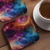 Space Coaster Set, Multicolour Universe Galaxy Art 9cm Glossy Wood