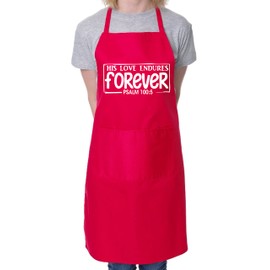Print4U His Love Endures Baking Apron Church Christian Gift Cooking BBQ Red
