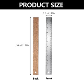 DEFIYEAR 3PCS Cork Backed Ruler - 30cm Metal Rulers, Non Slip Straight Edge Rulers, Stainless Steel Ruler with Cork Backing - with Inch & Metric Measurements for School Office Drafting and Woodworking