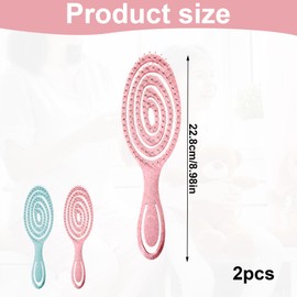 Musiook 2PCS Detangle Hair Brush Set, Spiral Anti Tangle Hair Brush, Anti-Static Hairbrushes for Women, Men and Kids – Gentle on Wet or Dry Tousle, Ideal for All Tousle Types (Pink+Blue)