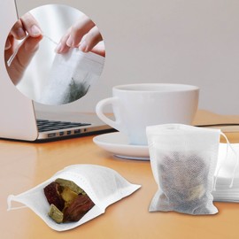 50 Pcs Tea Bags Empty, Disposable Tea Filter Bags, Empty Tea Bags for Loose Tea (White, 8 * 10CM)