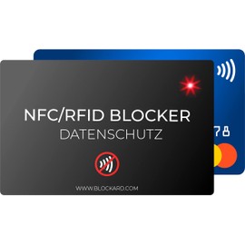 BLOCKARD NFC Auslese Blocker Card LED Indicator – 100% Protection Against Unauthorised Reading of Your Credit Card, ID Card, Bank Card, Credit Card, RFID Blocker, black, rfid wallet