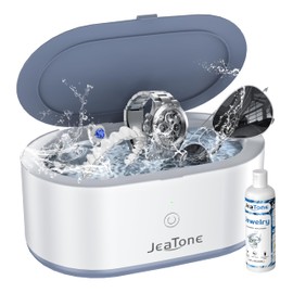 Ultrasonic Jewelry Cleaner Machine, JeaTone 20oz Ring Cleaner, 46KHz Professional Sonic Cleaner, Jewelry Cleaner for All Jewelry, Rings, Glasses, Dentures Grey