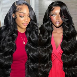TEGASE 13X6 Body Wave Lace Front Wigs Human Hair Pre Plucked HD Lace Frontal Wigs 200% Density Glueless Wigs for Women Real Human Hair Wig Natural Color 22 Inch