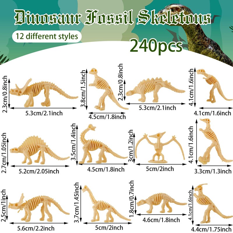 240 Pieces Dinosaur Bones Dinosaur Skeleton Toy Assorted Figures Dino