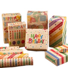 Geschenkpapier Geburtstag 70 x 50 cm Set 6 Blatt Rolle Geschenkpapier Happy Birthday