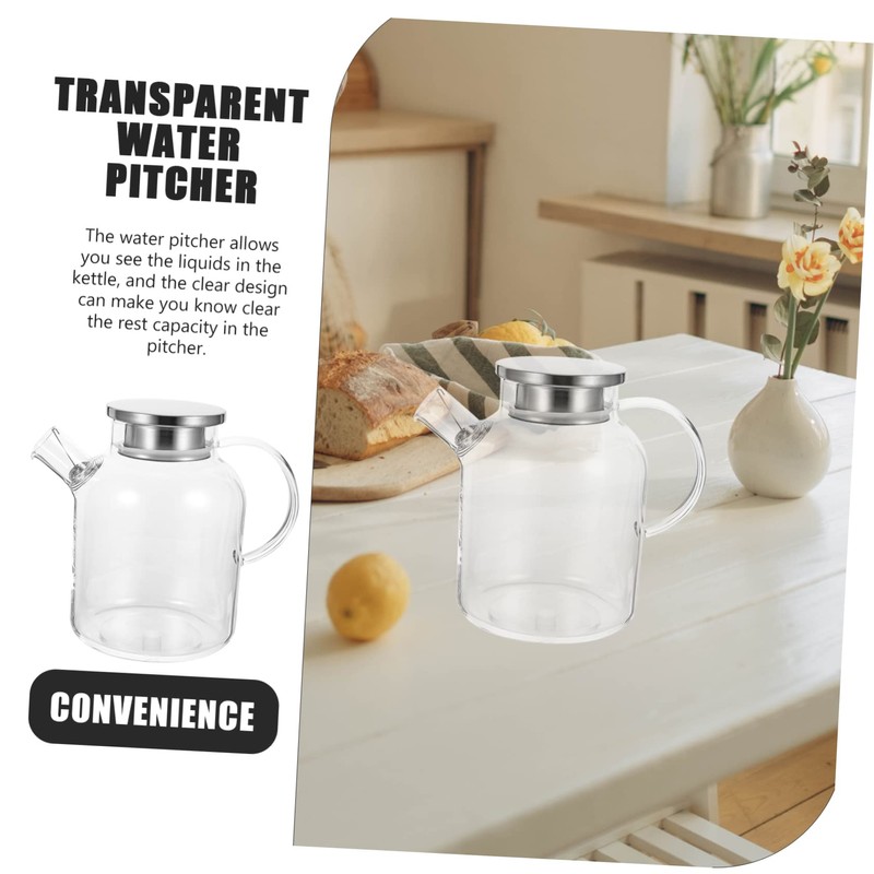 Ciieeo Transparent Glass Water Pitcher Kitchen Juice Pot with Ergonomic
