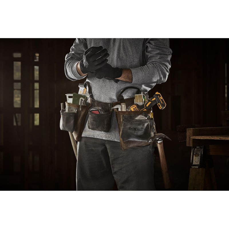DEWALT Leather Tool Belt, Durable, 11 Pocket Professional Belt (DWST550112)