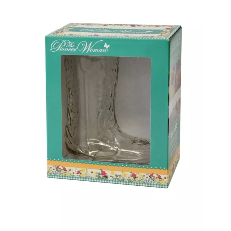 THE PIONEER WOMAN HAND BLOWN GLASS COWBOY BOOT VASE~DRINKING CUP