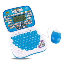 SALALIS Laptop Educativa Y Bilingüe Español Inglés Juguete para Niños para Aprender Matemáticas, Leer Reloj, Jugar Juegos Y Música Laptop Educativa Interactiva para Niños(Azul)