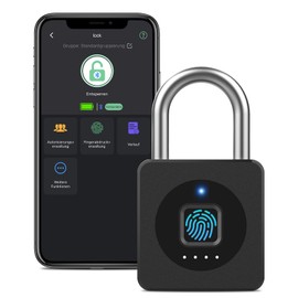 Padlock Fingerprint, Eseesmart Lock Fingerprint, Bluetooth Fingerprint iOS Watch, Waterproof Padlock for Gym, Luggage, Warehouses, Cargo Car, Garage, Locker