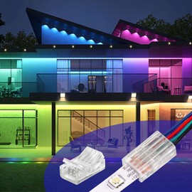 MILDWARM 40 Pack RGB LED Light Strip Connectors, 4-Pin 10mm Solderless LED Strip to Wire Quick Connector, Waterproof Gapless Adapter Track Lighting Connectors for 5050 Multicolor LED RGB Strip Lights