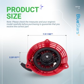 BlueStars GCV160 Pull Start Recoil Starter - Compatible with Honda GCV135 GCV160 GC135 GC160 EN2000 HRU19 Generator Engine Lawn Mower Pressure Washer Parts - Replace 28400-ZL8-023ZA 28400-ZL8-013ZA