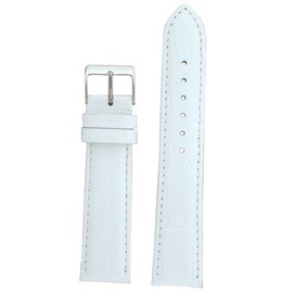 Watch Band White Genuine Leather Crocodile Grain 14 millimeter Tech Swiss