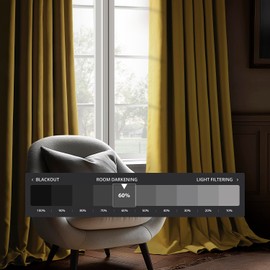 HPD Half Price Drapes Room Darkening Curtains for Bedroom 84 Inches Long (2 Panels) - Rod Pocket 100% Polyester Curtains & Drapes for Living Room and Windows - 50W x 84L, Light Ochre