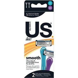BIC Maquinillas de afeitar desechables unisex de 5 hojas para hombres y mujeres, banda lubricante para un afeitado suave y apurado, paquete de 2