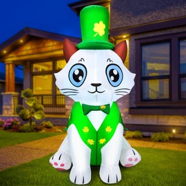 zukakii Decoración inflable para exteriores del día de San Patricio de 5 pies, diseño de gato con luces LED, decoración del día de San Patricio, patio, jardín, césped, fiesta en casa, interior