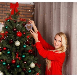 SICOHOME Christmas Hanging Ornaments Christmas Holiday Ornaments Set Silver Ornaments for Christmas Trees Christmas Hanging Decorations Christmas Decor Gifts with Red Rope for Friends Family