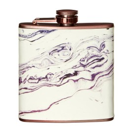 Premier Housewares Hip Flask, Marble Effect, Rose Gold, Stainless-Steel, 3 x 10 x 11 cm