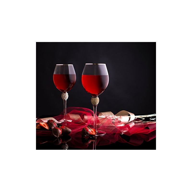 Trinkware Set of 2 Wine Glasses - Rhinestone "DIAMOND" Studded