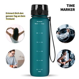 720°DGREE Water Bottle 1 Litre with Motivational Scale "uberBottle" + Strainer - Dense, Lightweight, BPA-Free, Shatterproof - Water Bottle for University, Sports, Fitness, Bike, Outdoor - Tritan