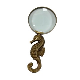 Unbranded 7" Antiqued Brass Seahorse Magnifying Glass- Antique Vintage Style