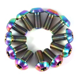 VGEBY1 12Pcs Bicycle Disc Brake Rotor Bolts, Titanium Alloy Torx Head Rotors Bike Brake Bolt Screws(Colorful-M5x10)